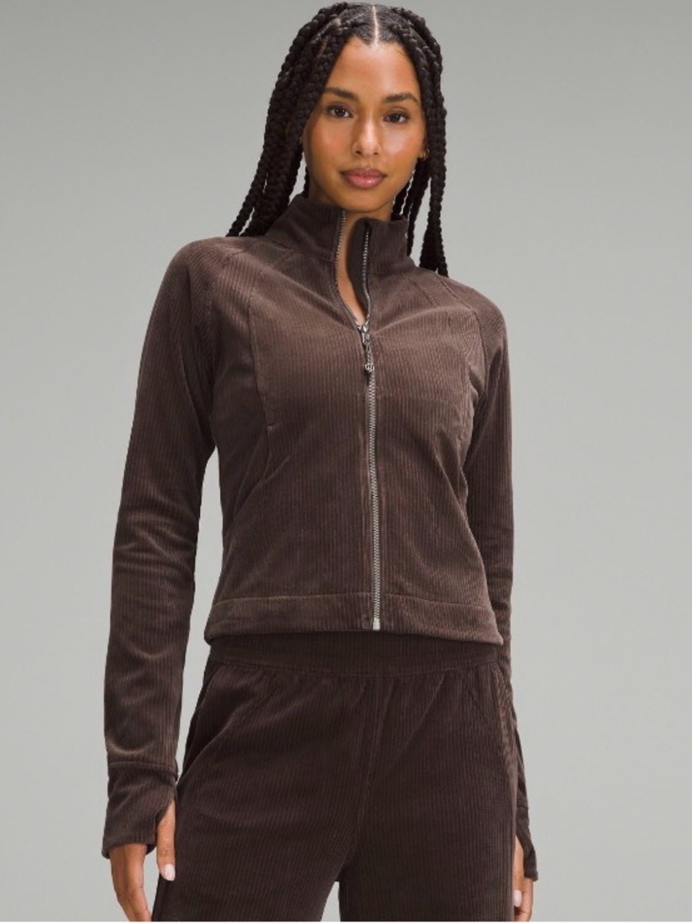 Lululemon Scuba Track Jacket *Velvet Cord in Espresso size 8